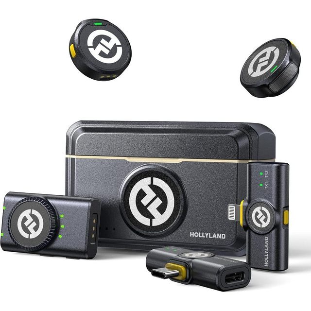Microfone Lapela Bluetooth sem fio Hollyland Lark M2 Versão Lighting USB-C Câmera Combo Duo Original