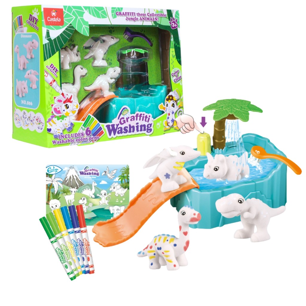 Brinquedo Infantil Risca e Apague Banho dos dinossauros - Castela em Oferta na Shopee