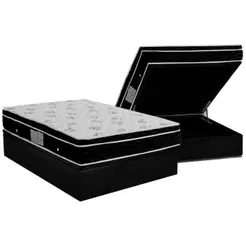 Conjunto Box Baú Casal: Colchão Molas Ortobom Nanolastic Physical Spring + Base CRC Courano Black(138x188)