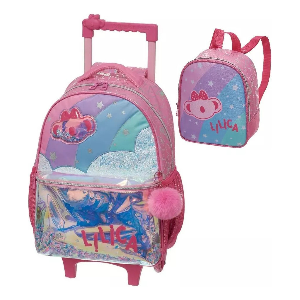 Kit Mochila Rodas Alça Costa Lancheira Lilica Ripilica Super