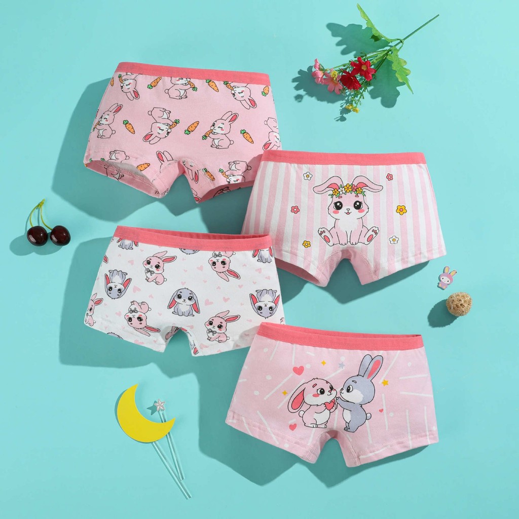 Novo estilo de roupa íntima para meninas de algodão puro desenho animado cuecas boxer para meninas respiráveis pequenas 