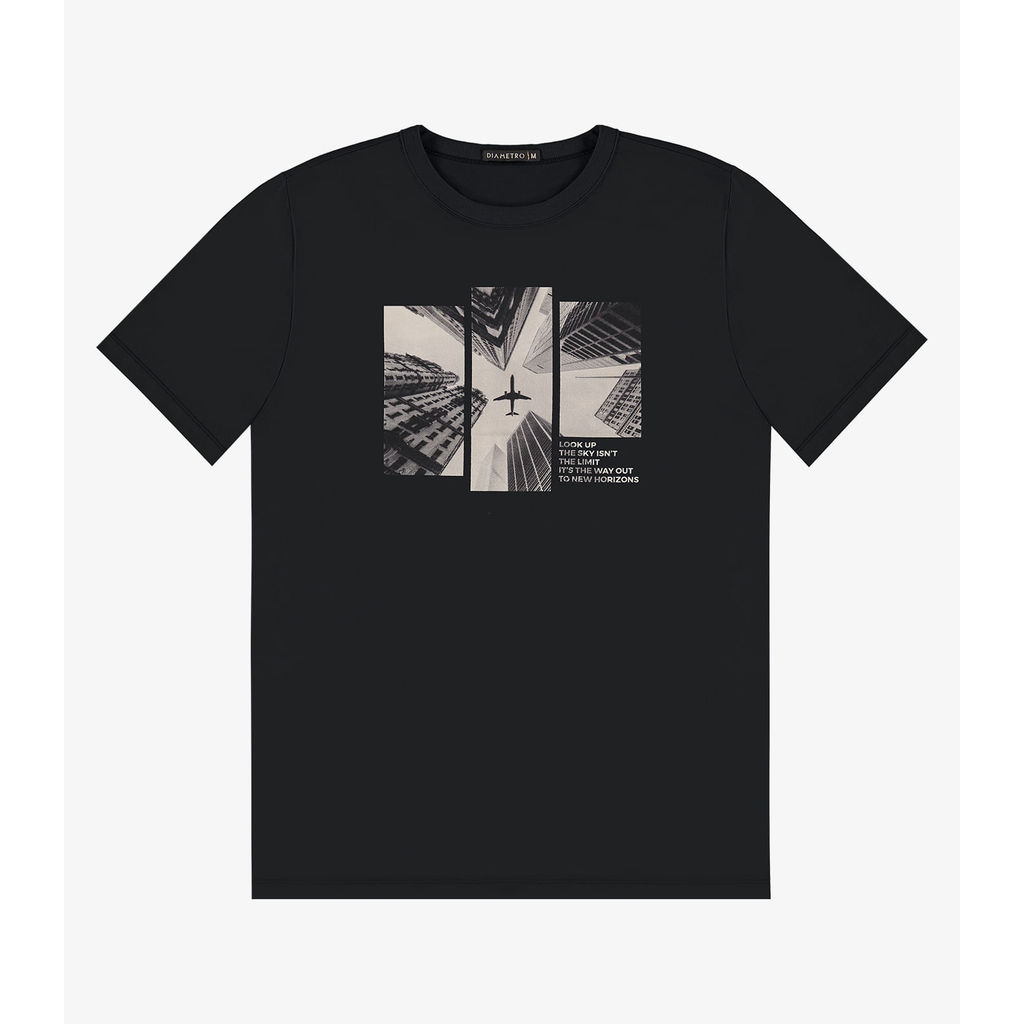 Camiseta Masculina Manga Curta Diametro Preto