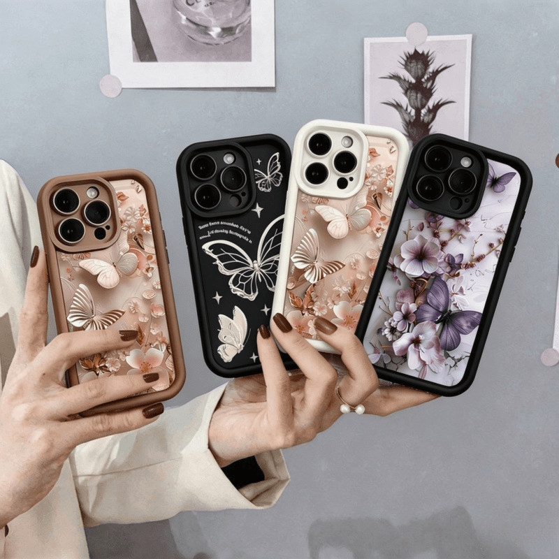 Capa Para Samsung Galaxy A17 A07 A06 A16 A56 A36 A26 A55 A54 A32 A12 A22 5G Macio Bonito Arte Pintura A Óleo Borboleta À