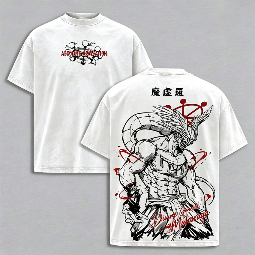 Camiseta Masculina Feminina Oversized Estampa Mahoraga Jujutsu Kaisen Camiseta Streetwear Dupla Estampa Frente