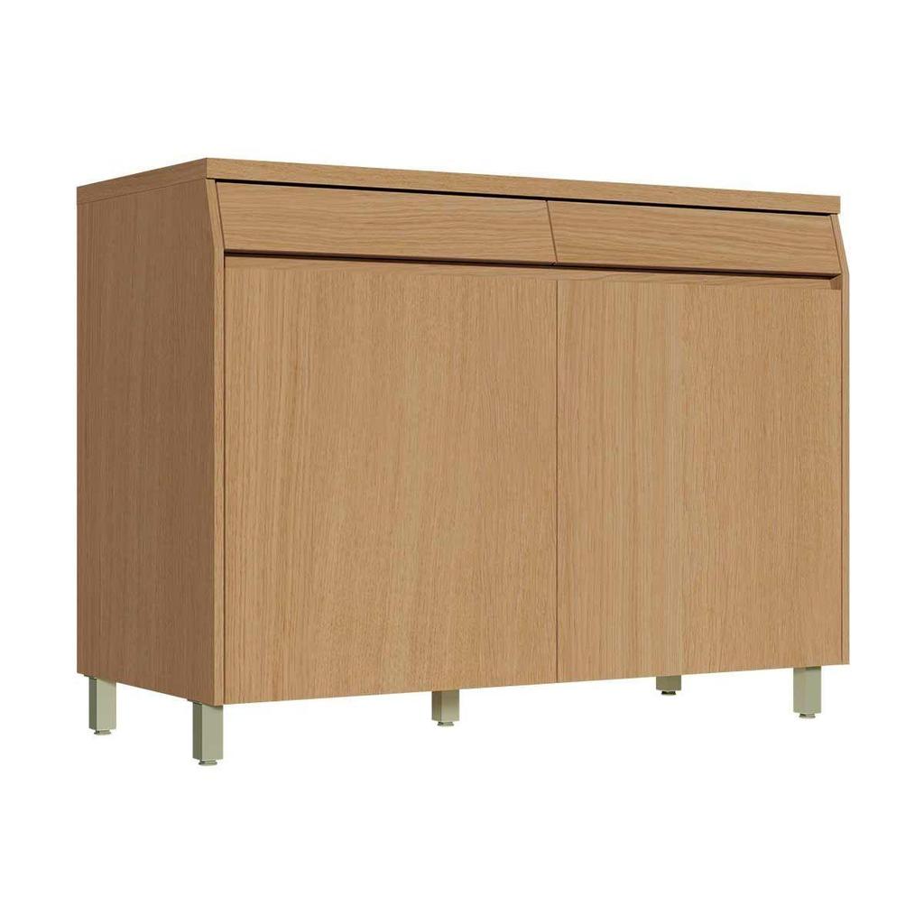 Balcão de Cozinha c/ Tampo Simone Mendes c/ 2 Portas e 2 Gavetas 120cm Carvalho/Cinza - Nesher