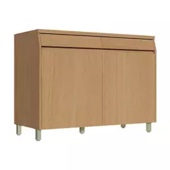 Balcão de Cozinha c/ Tampo Simone Mendes c/ 2 Portas e 2 Gavetas 120cm Carvalho/Cinza - Nesher