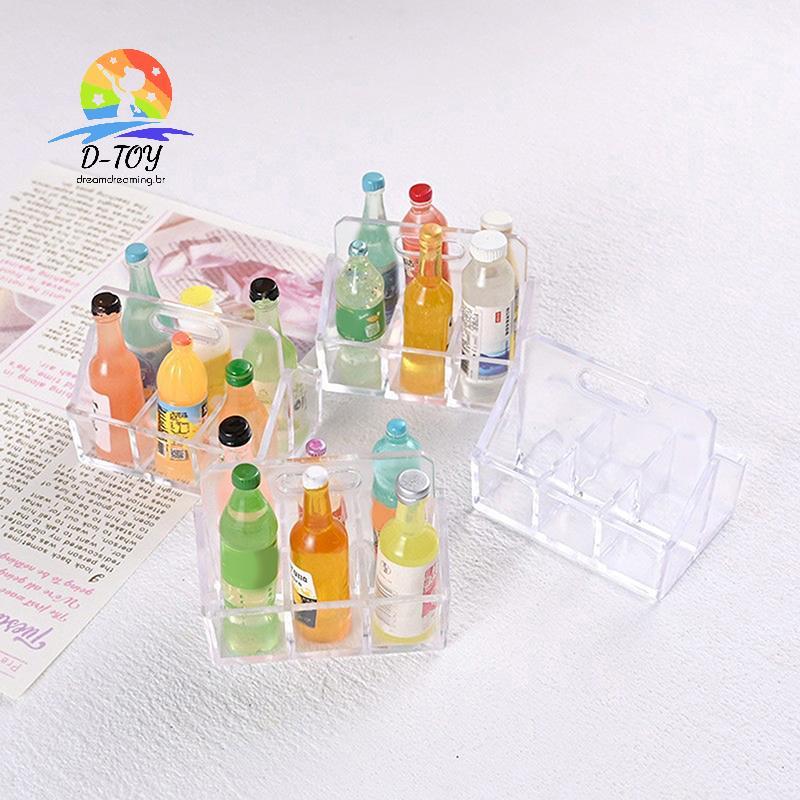 D-Toy 2 Peças/1 Conjunto Mini Garrafa De Bebida Leite Base Cena Decoração Comida Jogar Casa De Boneca Modelo De Brinqued