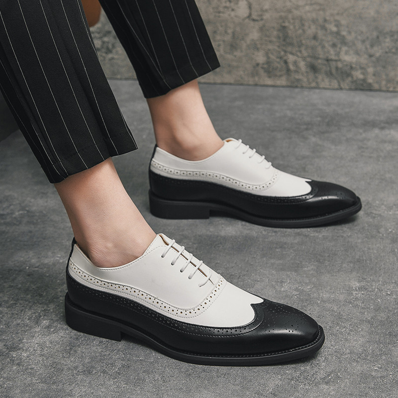 Brock sapatos de couro masculino negócios Formal terno sapatos de couro esculpido sapatos casuais masculinos estil