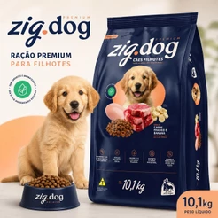 Ração 10,1kg Para Cachorro Filhote Todas as Raças Premium Zig Dog Carne/Frango/Banana Sem Corante
