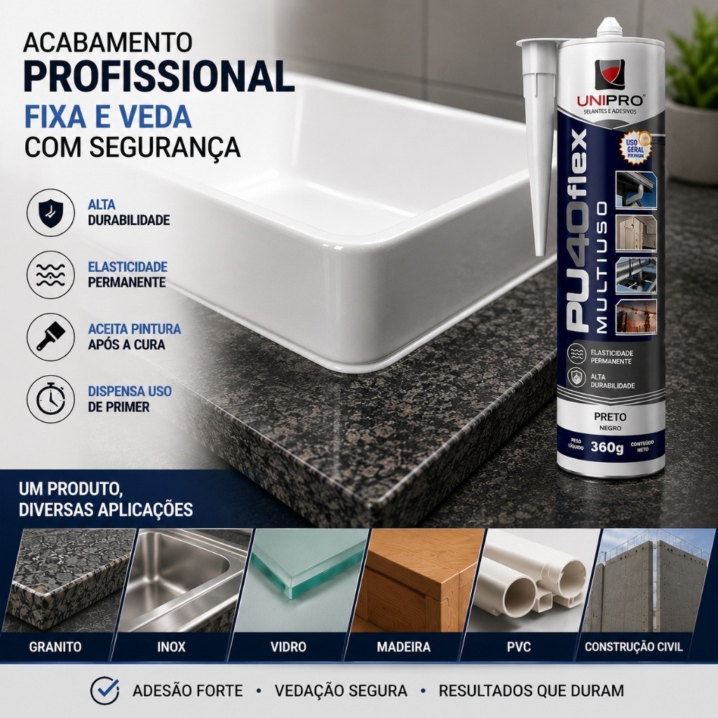 Kit 2 Adesivo De Construção Pu 40 Profissional 400g