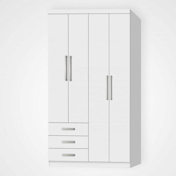 Guarda-Roupa Modulado Solteiro 4 Portas e 3 Gavetas Cancun Yescasa Branco
