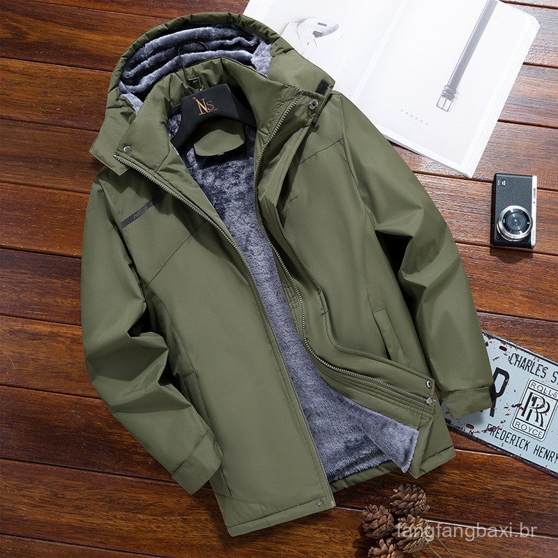 Roupas masculinas roupas de inverno ao ar livre solto Casual plus size caminhadas roupas mais veludo engrossado jaqueta