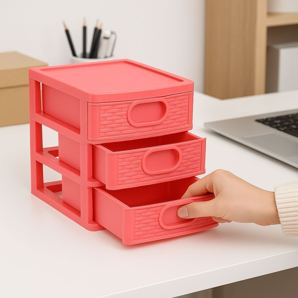 Gaveteiro Organizador De Mesa Micro Porta Tudo 3 Gavetas