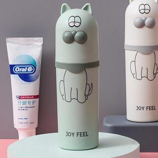 Novo gato bonito escova de dentes balde bucal copo portátil casal escova de dentes conjunto viagem caixa lavagem conjunt