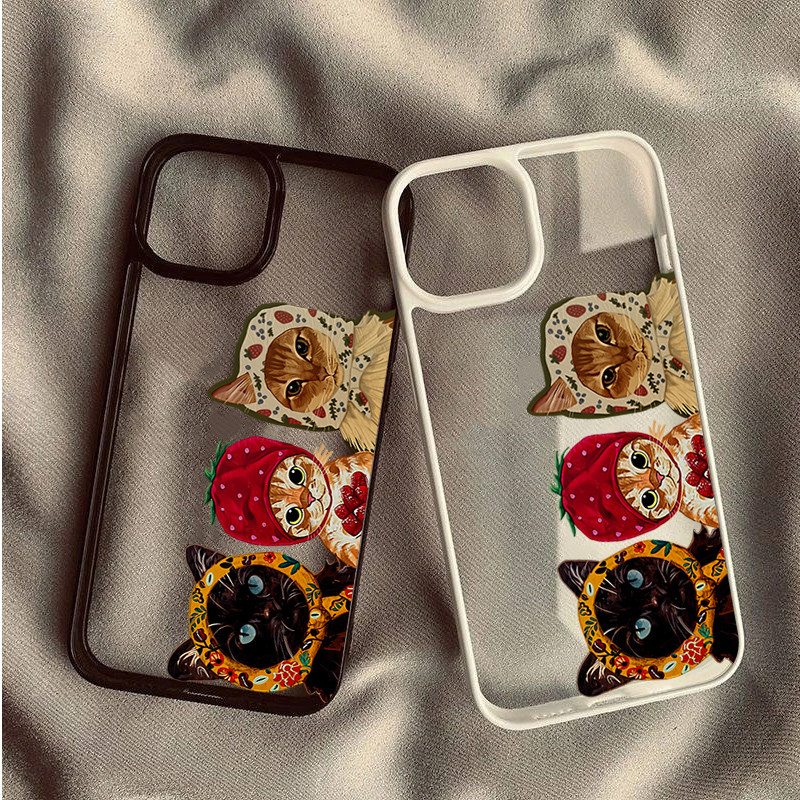 Bonito Dos Desenhos Animados Gato Caso Claro Para Samsung Galaxy S26 Ultra S24 Plus S23 A36 A16 A56 A35 A55 A54 A53 A15 