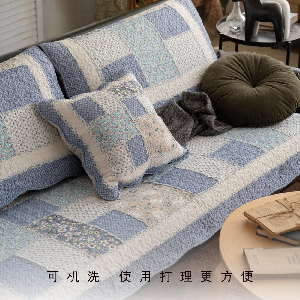 [Novo produto] algodão japonês Pastoral retalhos sofá almofada tecido combinação de três pessoas antiderrapante sofá fre