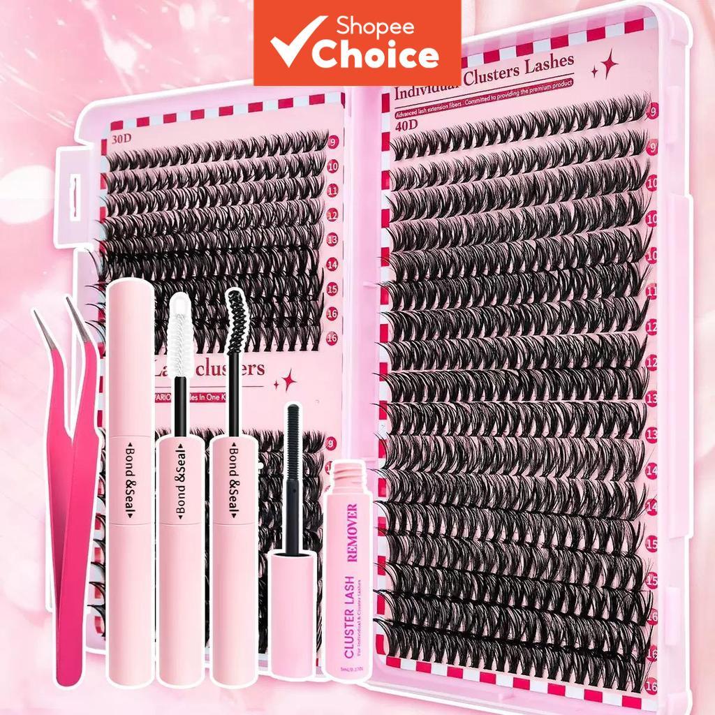Kit Completo De Clusters De Cílios 30D 40D 50D 60D Estilos Mistos 8-16MM Para Extensões Finas DIY Fácil Aplicação Domést