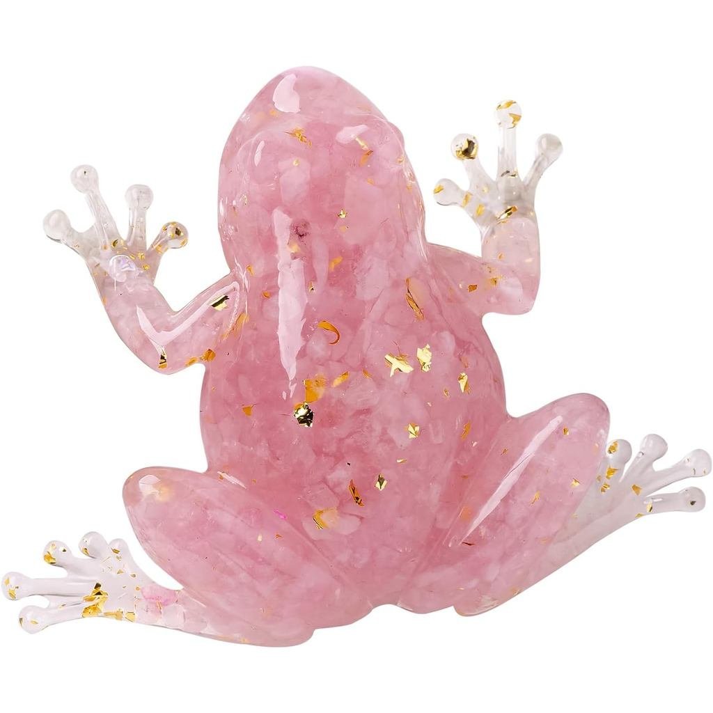 Figuras de Rãs em Resina com Cascalho de Cristal Natural, Estátuas de Rãs, Decorações para Aquários, Coleção de Decoraçã