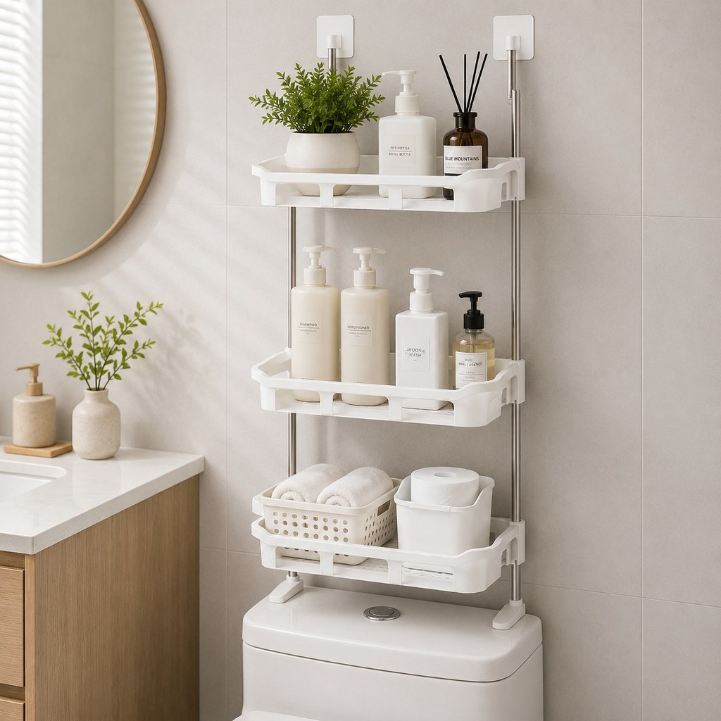 Organizador de Banheiro 3 Andares com Rack Plástico Resistente para Cozinha e Lavabo