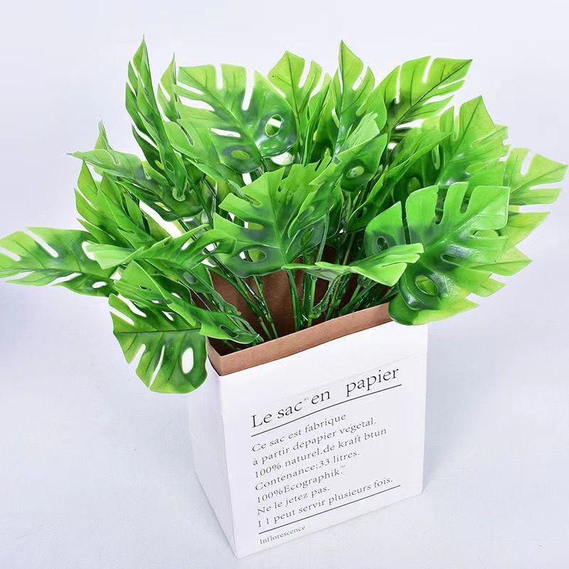 2 Costela de Adão em Buquê de Matinho com 21 folhas, Planta Artificial Decoração Casamento arranjo Decoração Decoração