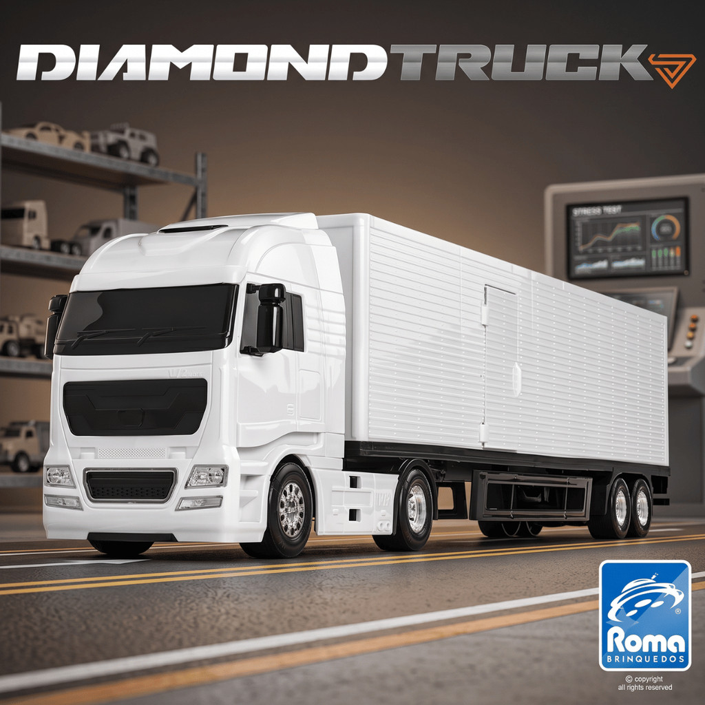Brinquedo Caminhão Truck Baú 67cm Diamond 52306 Várias Cores Roma / Miniatura / Diversão /  Realista