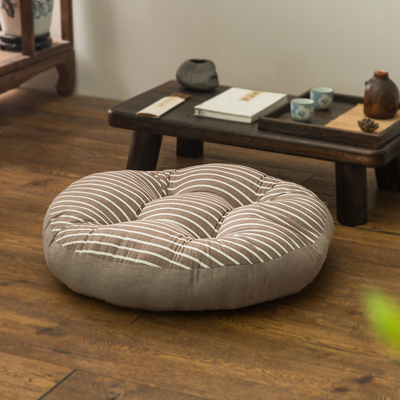 Imagem Tecido de linho de algodão estilo japonês Futon engrossado Tatami redondo almofada de meditação adoração buda Booster ca