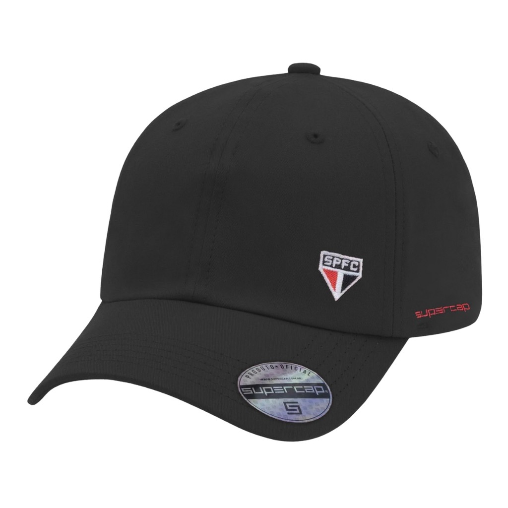 Boné São Paulo Minimalista Aba Curva Símbolo Lateral Fecho Strapback Metálico