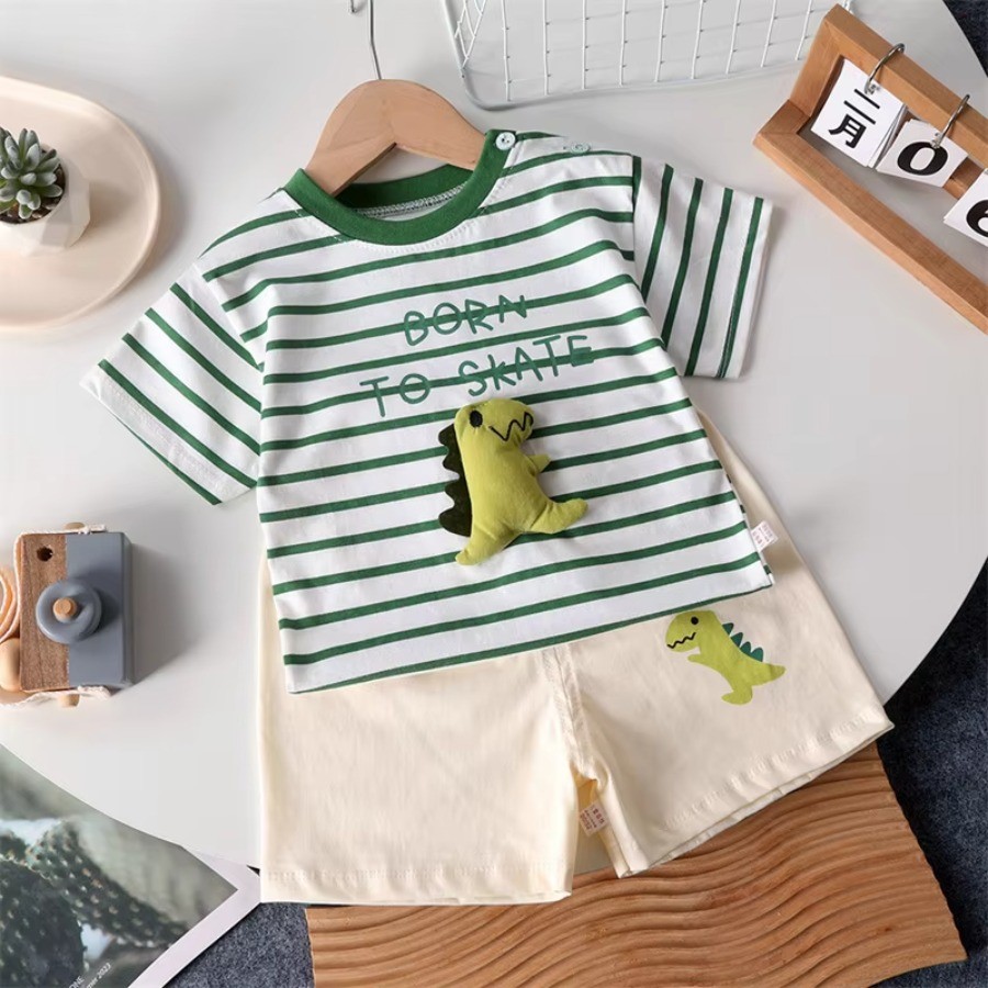Crianças Conjunto De Roupas Do Bebê Menino/Menina Camiseta + Shorts De Verão Algodão Dos Desenhos Animados Casual Menino