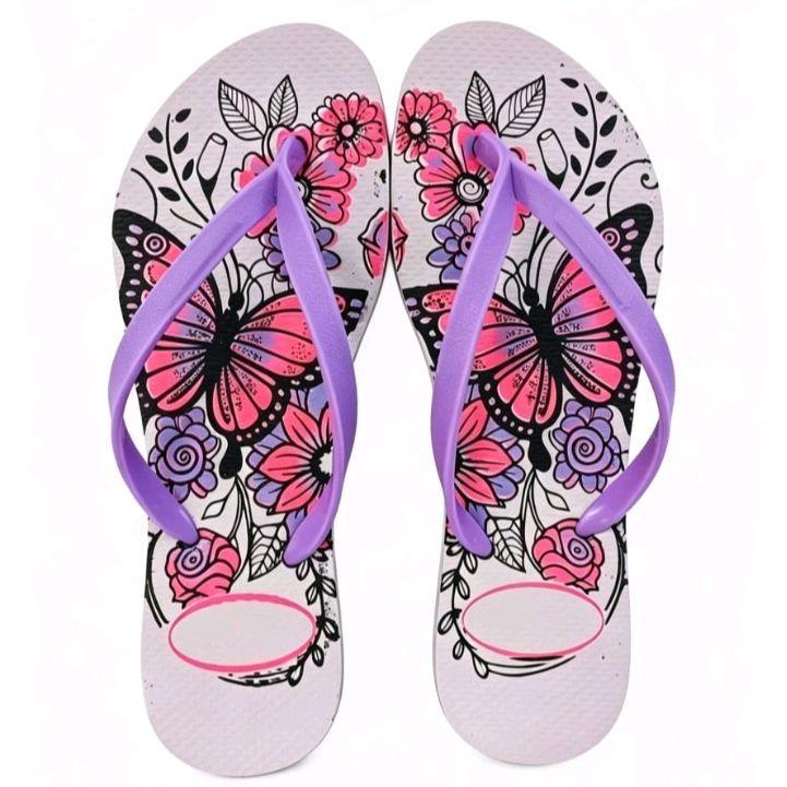 Chinelo Feminino Estampado Slim Borboleta Sandália Praia Verão Confortável  Antiderrapante Lançamento Macio