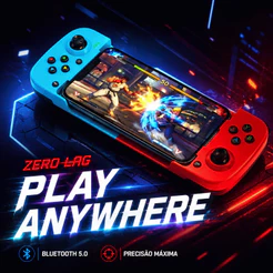Controle Gamepad Bluetooth 5.0 para Celular Android iOS Extensível com Bateria 350mAh