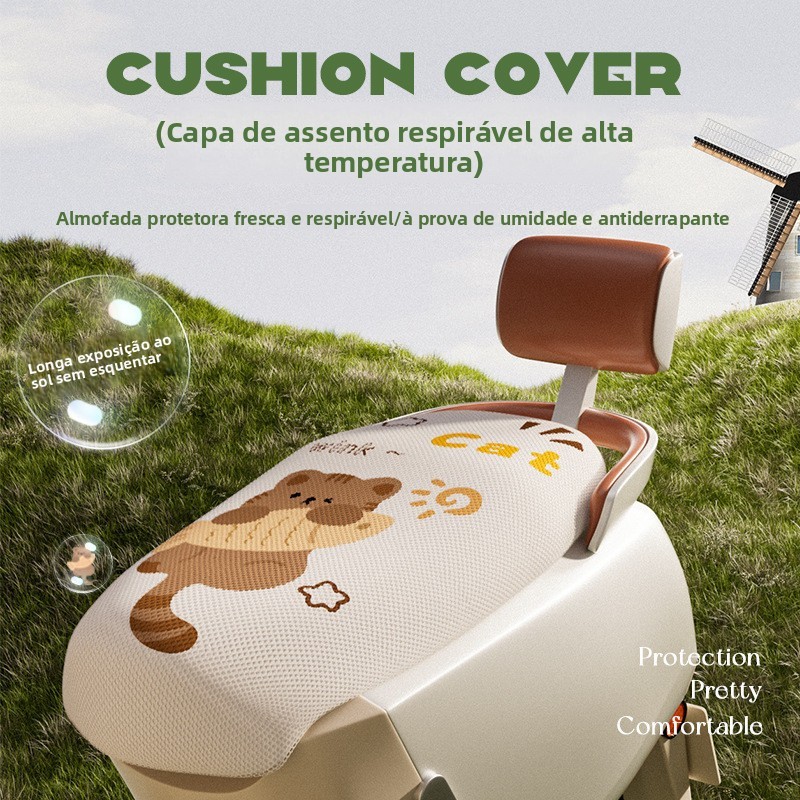Nova capa de assento para scooter elétrico, capa de assento 3D em formato de favo de mel para o verão, adequada para tod