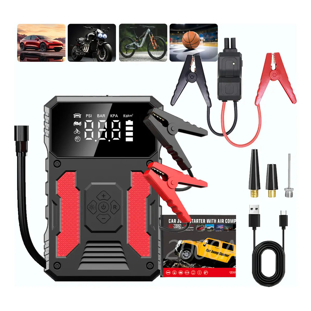 Auxiliar De Partida ZCCO Jump Starter Portátil 12V 3000A, Bateria Auxiliar Automotivo para Carro e SUV Emergência