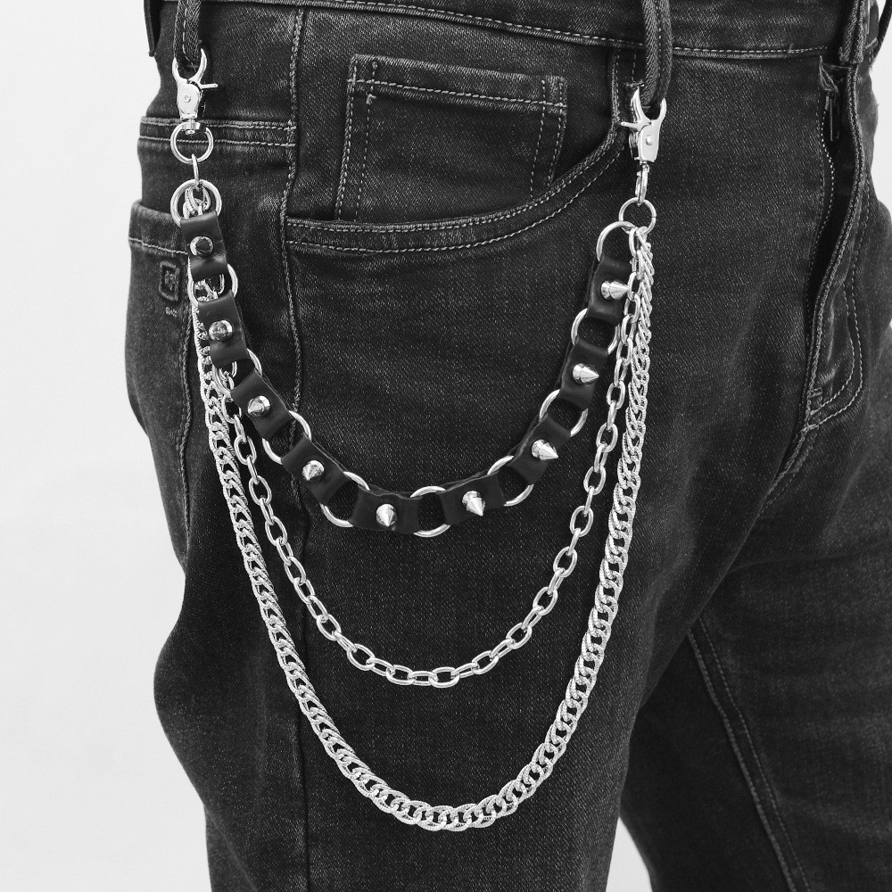 Novo estilo calças acessórios na moda estilo Punk Multi-camada apontou Jeans corrente moda Hip-Hop dança de rua cintura