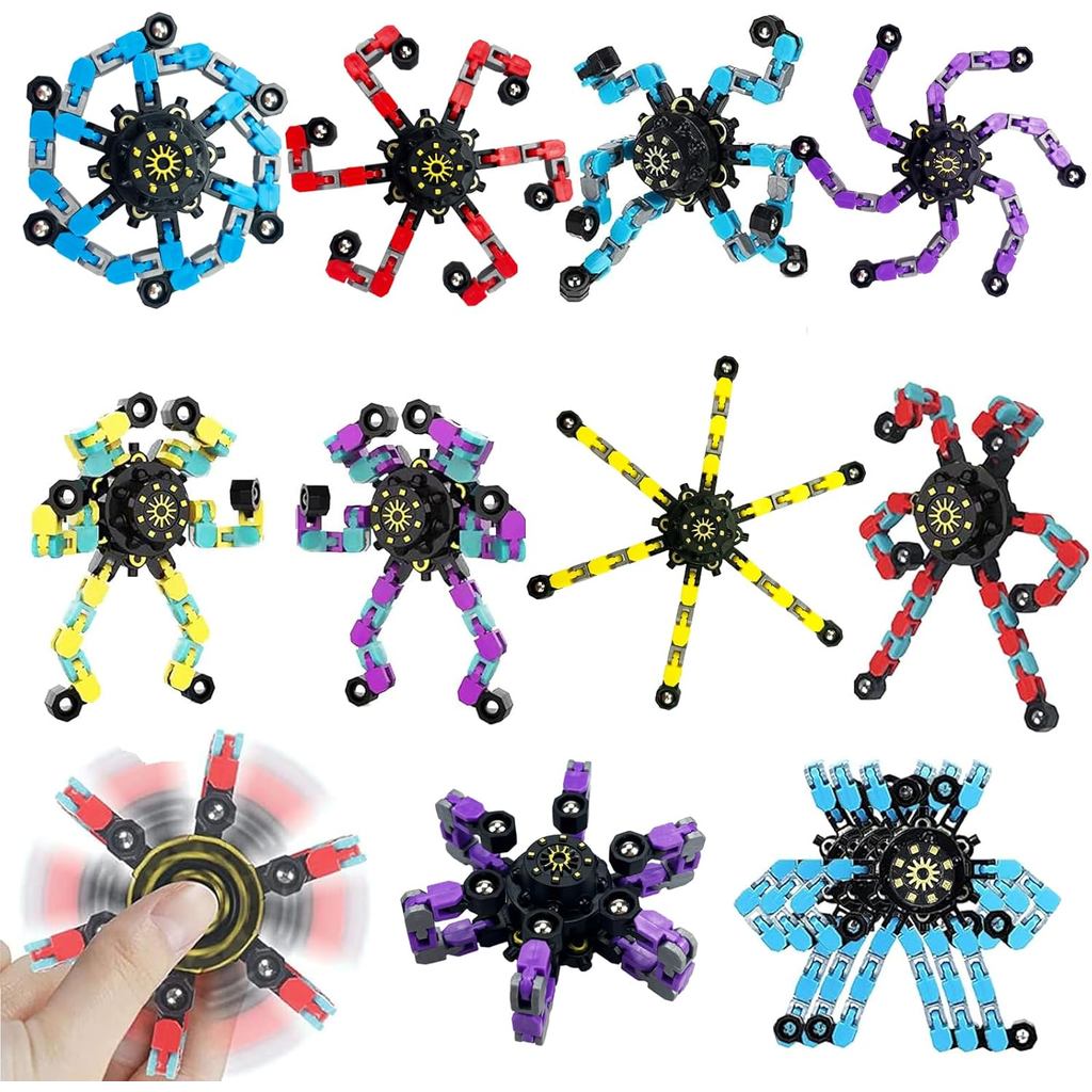 20 Peças de Fidget Spinner Transformável, Brinquedos Anti-stress em Lote para Adultos, Brinquedo de Dedo Robô de Corrent