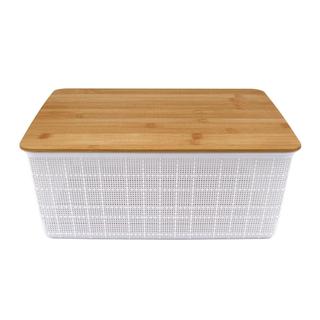 Caixa Organizadora com Tampa Bambu Branco 13cm - A\CASA Caixa Organizadora com Tampa  Bambu  Branco - A\CASA