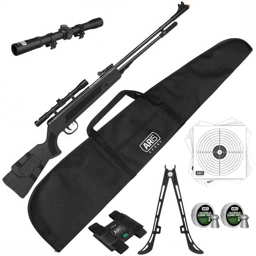 C/ LUNETA 4X20 CARABINA 5.5 FIXXAR SPRIN C/ LUNETA 4X20 CARABINA 5.5 FIXXAR SPRING BLACK CANO FIXO