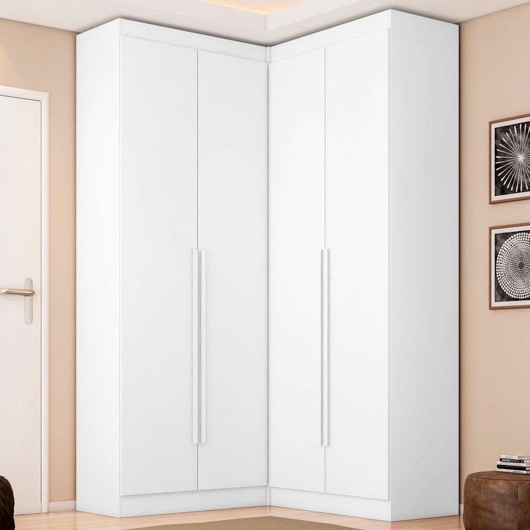 Guarda-Roupa Modulado Dormitório Casal Canto com 4 Portas Versatille Yescasa Branco Branco