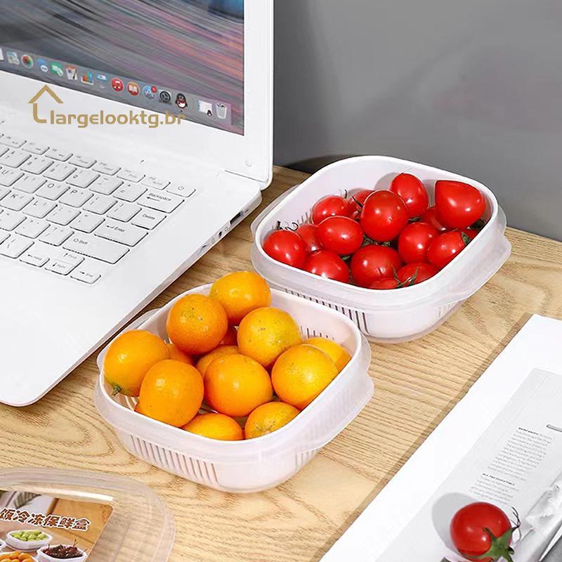 Caixa De Armazenamento De Alimentos Arroz Recipiente De Frutas Microondas Seguro Geladeira Freezer Organizador