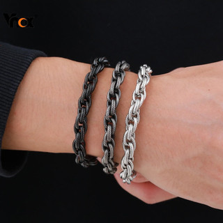 Pulseira de corrente de aço inoxidável feita à mão Vnox 8mm, ajustável, estilo vintage hip hop, presente para homens FAJ