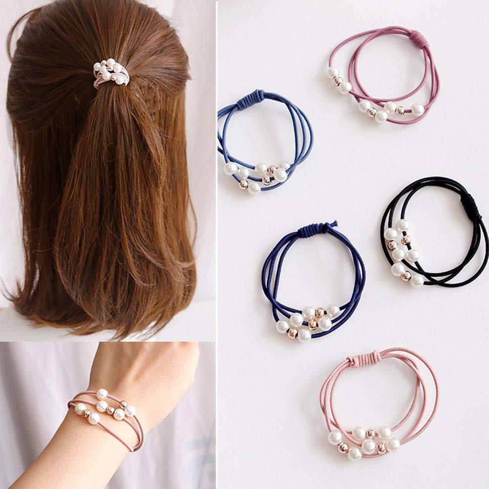 20 Peças de Acessórios de Cabelo Coreanos para Meninas - Anéis de Cabelo Multicamadas com Pérolas, Elásticos e Faixas de