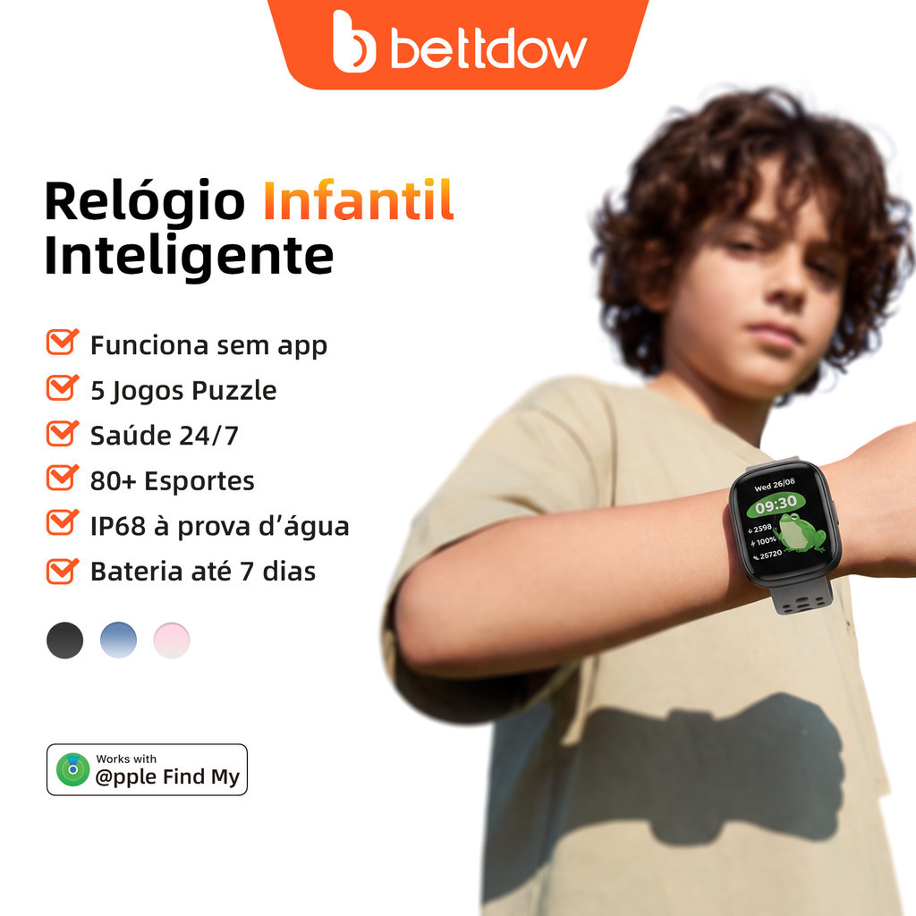 Relógio inteligente infantil BETTDOW de 1,83 polegadas, com função FineMy, resis
