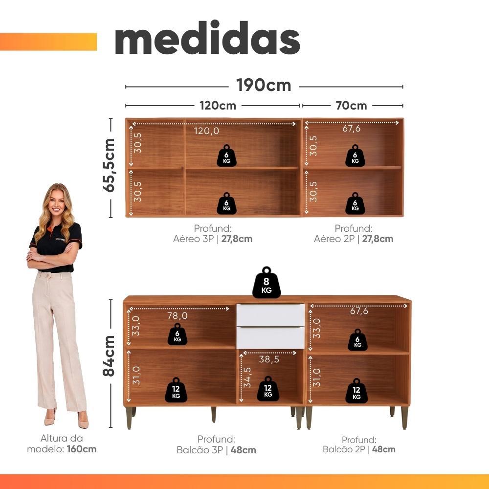 Armário de Cozinha Completa 10 Portas 2 Gavetas 100% MDF Clara · foto 2