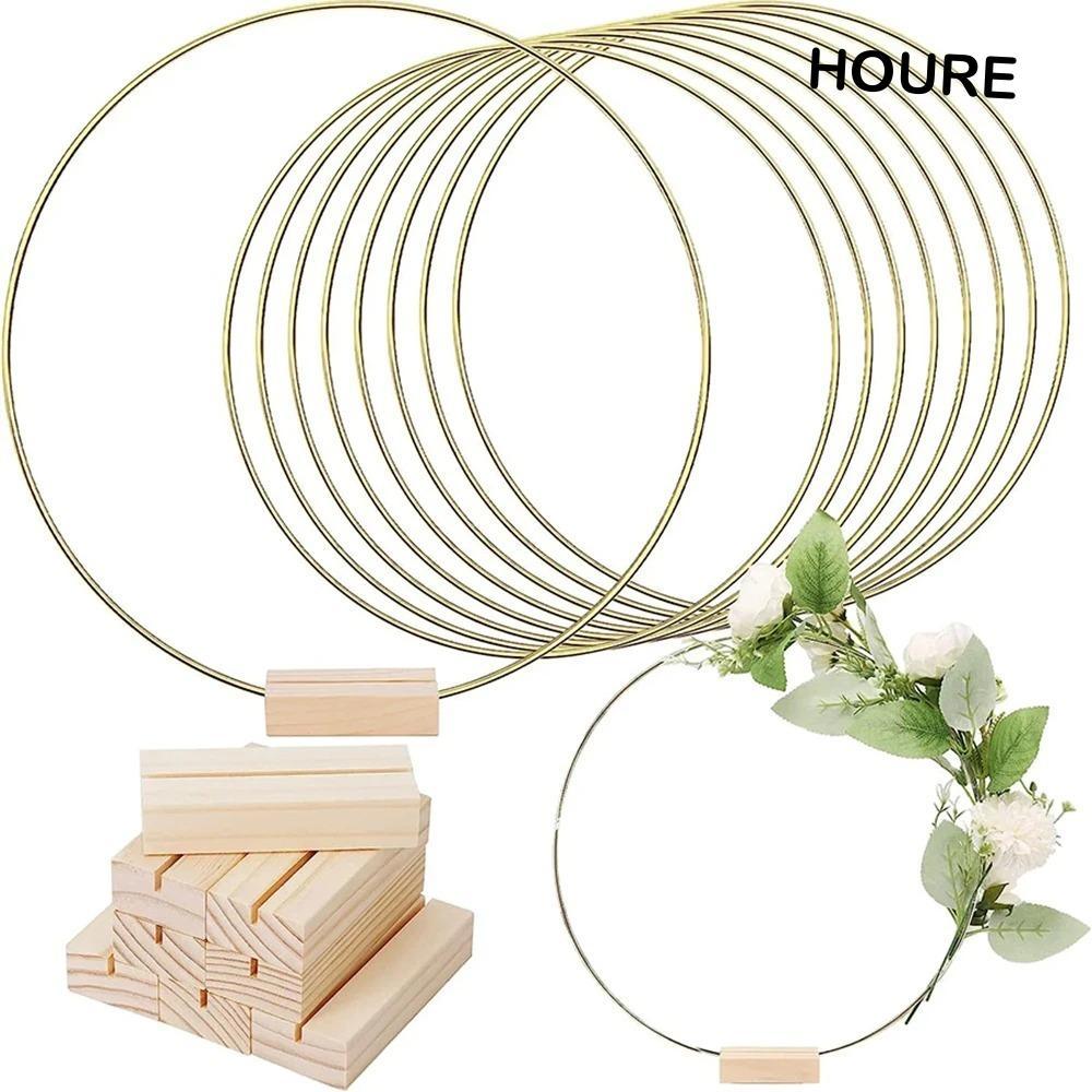 Aros De Flores De Metal Dourado HOURE , Anéis Redondos Vintage De Ferro , Suporte De Base De Decoração DIY Porta-Cartões