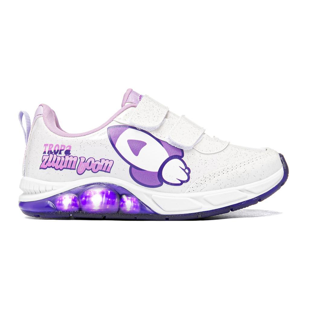 Tênis Infantil Dos Rosa DDR01K Branco Lilás Luz 26 ao 33