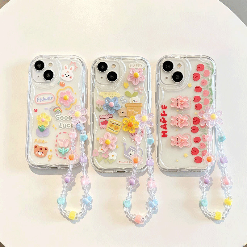 Capa De Pulseira De Flores De Boneca 3D Para Samsung Galaxy A27 A57 A37 A17 A07 A56 A55 A36 A26 A16 A06 A54 A15 A14 A53 