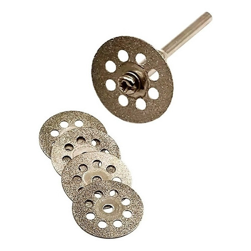 5 Mini Discos Diamantados 22 mm + 1 Haste 1/8" (3,2mm) Para Micro Retífica