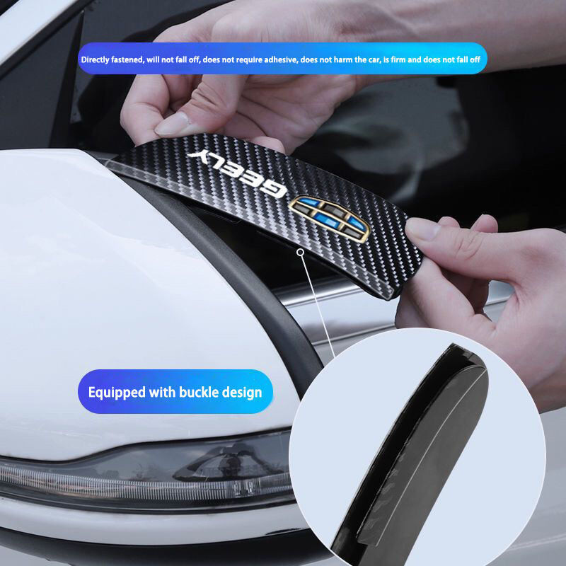 2 peças de capa à prova de chuva para espelho retrovisor de carro Geely em fibra de carbono, ajuste universal para Geely