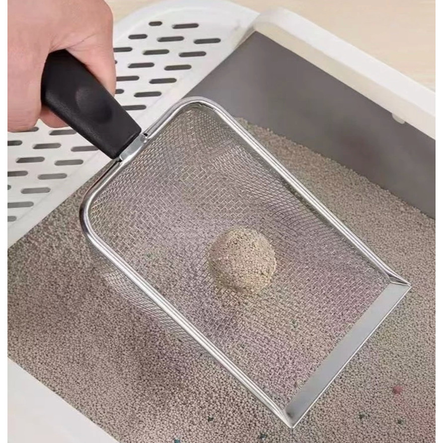 Pá Peneira de Areia Coletora Higiênica Pet Gato Cachorro Lagarto Aço Inox - Caixa de Areia
