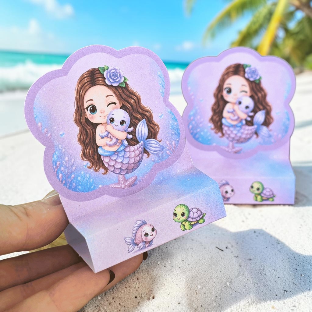 Até 60 Porta Bis duplo SEREIA BABY Cute Fofinha - Lembrancinha de festa infantil - PEGUE E MONTE
