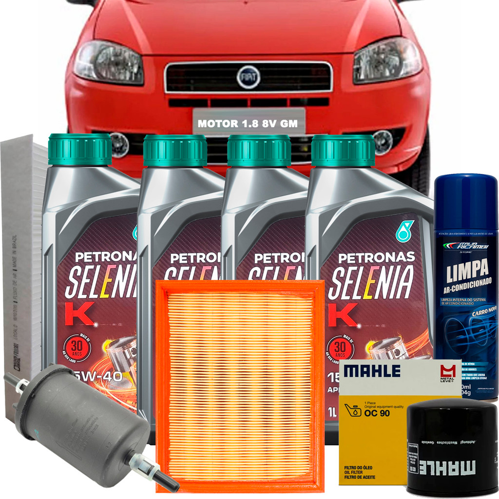 Kit Revisao Oleo Selenia K 15W40 E Filtros Para Fiat Palio Siena Strada Idea Motor Gm 1.8 8V